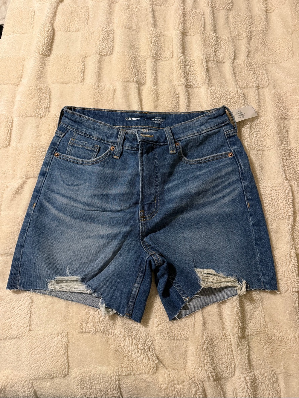 Old Navy Medium Blue Distressed Denim Cutoff Shorts